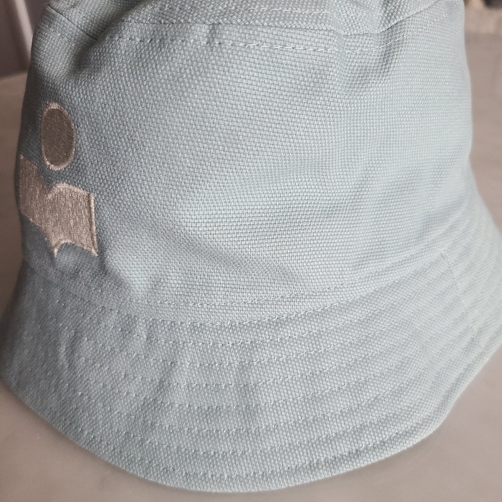 Isabel Marant Haley Embroidered Logo Bucket Hat, Size Medium, Aqua, NWT - Picture 9 of 16